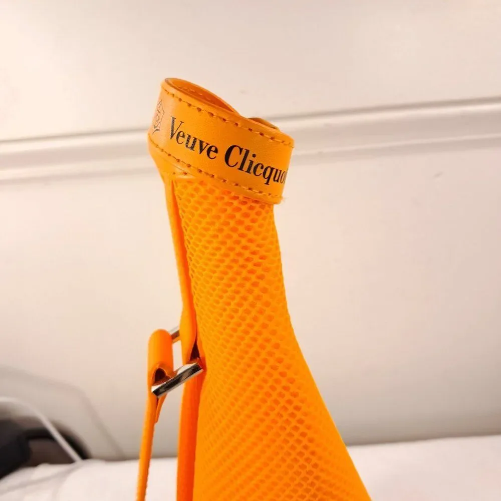 Veuve Clicquot Champagne Bottle Jacket Insulated Zippered Tote Orange mesh Coozy